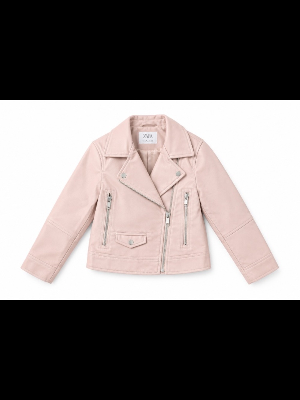 ZARA Girls Pink Faux Leather Moto Jacket